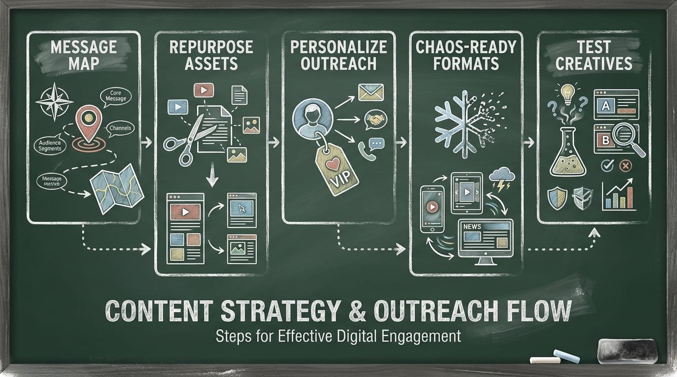 Infographic showing five-step AI workflow for promoting affiliate launch reviews.