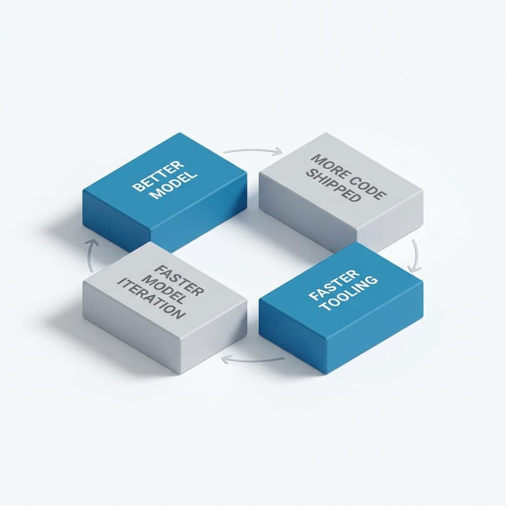 Isometric loop diagram showing four blocks connected by arrows in a cycle.